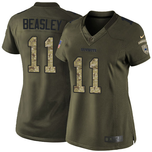 Women's Limited Cole Beasley Nike Jersey Green - #11 Salute to Service NFL Dallas Cowboys